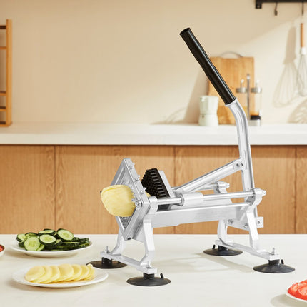 VEVOR Commerciële Groentesnijder, 1/4 Inch Fruitsnijder, Groentesnijder van roestvrij staal en aluminiumlegering, Handmatige Groentesnijder, voor Radijzen, Uien, Aardappelen, Citroenen