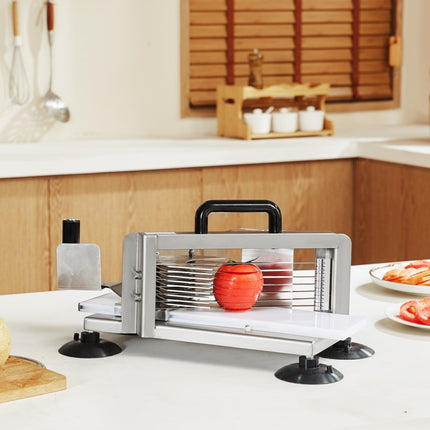 VEVOR Commerciële tomatensnijder, 3/16 inch tomatensnijder, robuuste roestvrijstalen uiensnijder, handmatige groentesnijder, voor het snijden van tomaten, komkommers, bananen