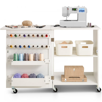 VEVOR Opvouwbare naaitafel Naaikast Naaimachinetafel Oprolbaar DIY Wit