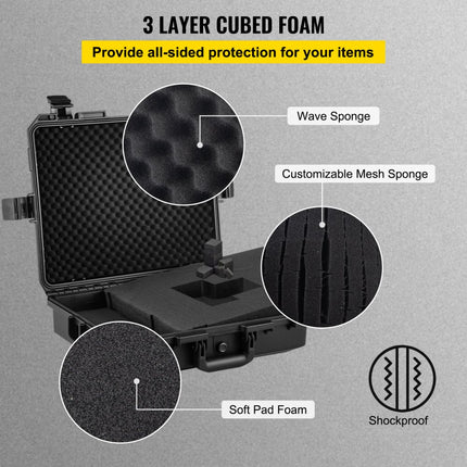 VEVOR Fotokoffer voor Buiten Hardekoffer IP67 Waterdicht 6x36x13cm Roosterschuim