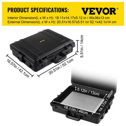 VEVOR Fotokoffer voor Buiten Hardekoffer IP67 Waterdicht 6x36x13cm Roosterschuim