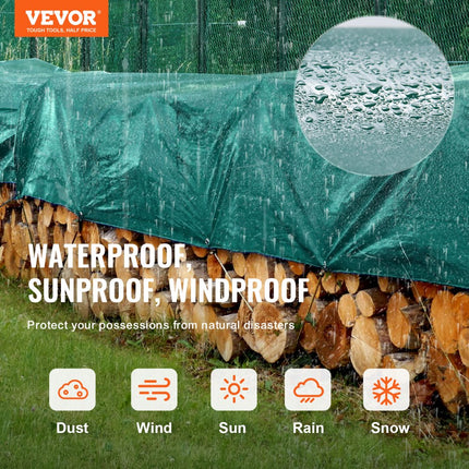 VEVOR groen zeildoek met oogjes 5x9m stoffen zeildoek PVC zeildoek beschermzeil 100% waterdicht UV-bestendig scheurvast houten zeildoek bouwzeil grondzeil ideaal voor kamperen en picknicken