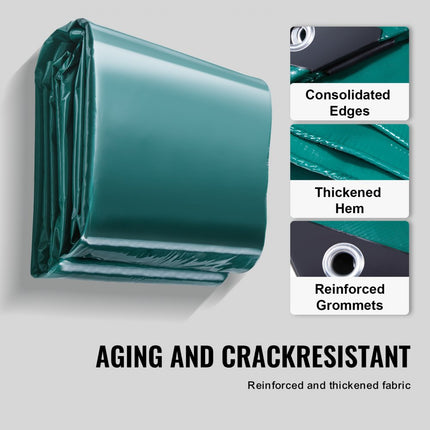 VEVOR groen zeildoek met oogjes 5x9m stoffen zeildoek PVC zeildoek beschermzeil 100% waterdicht UV-bestendig scheurvast houten zeildoek bouwzeil grondzeil ideaal voor kamperen en picknicken