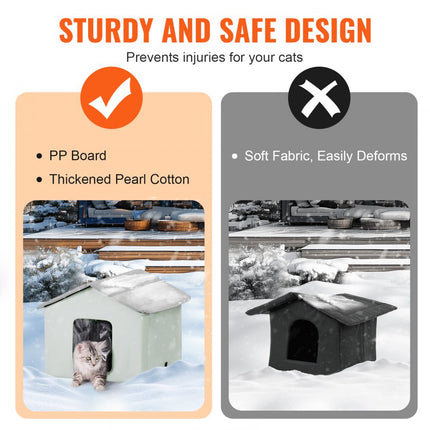 VEVOR Kattenhuis Kattengrothut Verwarmd 48x56x44cm groen (M)