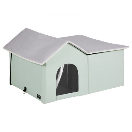 VEVOR Kattenhuis Kattengrothut Verwarmd 67x56x41cm Groen (L)