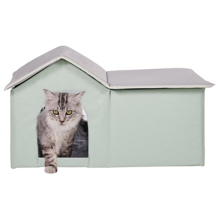VEVOR Kattenhuis Kattengrothut Verwarmd 67x56x41cm Groen (L)