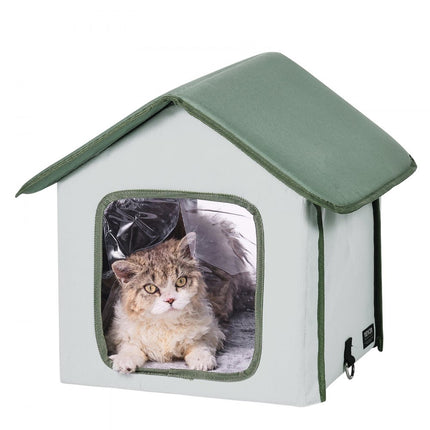 VEVOR Kattenhuis Kattengrothut Verwarmd 35x34x40cm Groen (S)