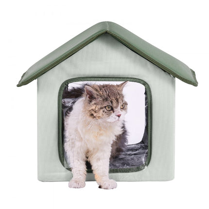 VEVOR Kattenhuis Kattengrothut Verwarmd 35x34x40cm Groen (S)