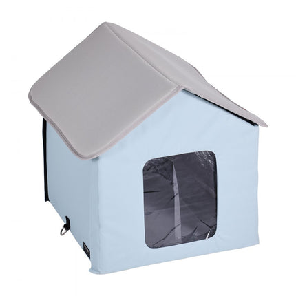 VEVOR Kattenhuis Kattengrothut Verwarmd 47x42x47cm Blauw (S)