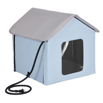 VEVOR Kattenhuis Kattengrothut Verwarmd 47x42x47cm Blauw (S)