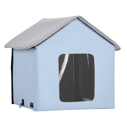VEVOR Kattenhuis Kattengrothut Verwarmd 47x42x47cm Blauw (S)