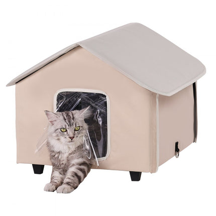 VEVOR Kattenhuis Cat Cave Hut Verwarmd 52x48x47cm Bruin (M)