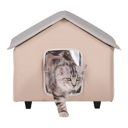 VEVOR Kattenhuis Cat Cave Hut Verwarmd 52x48x47cm Bruin (M)
