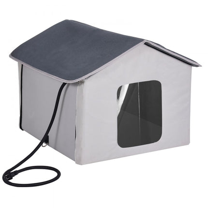 VEVOR Kattenhuis Kattengrothut Verwarmd 48x56x44cm Grijs (M)