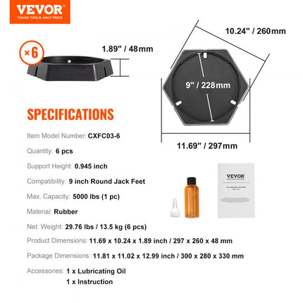 VEVOR RV-nivelleringspads, 9" ronde landingsvoeten, vaste krikstabilisatoren, rubberen krikpads, capaciteit van 5000 lb per camper-krikpad