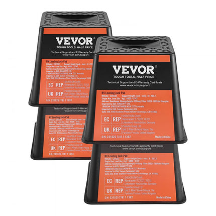 VEVOR Trailer Jack Block RV Reisaccessoires, 4 Pack Jack 5000lb Capaciteit per RV Leveling Block, Past op elke krik, paal, voet en zadelwiel