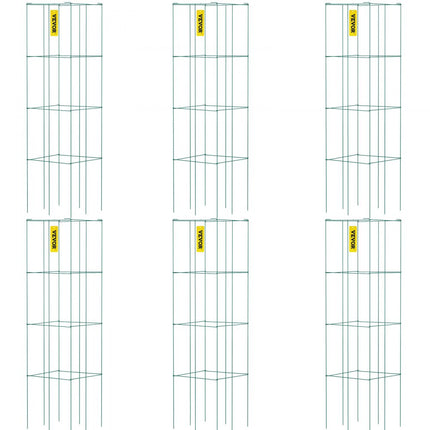 VEVOR Tomatenkooien 37 x 37 x 100 cm Set van 6 vierkante plantensteunkooien Robuuste groene tomatentorens van PVC-gecoat staal voor het beklimmen van groenten, planten, bloemen en fruit