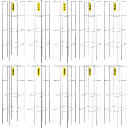 VEVOR tomatenkooien, 30 x 30 x 117 cm, set van 10 vierkante plantensteunkooien, zware tomatentorens van zilver PVC gecoat staal voor het klimmen van groenten, planten, bloemen en fruit