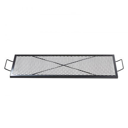 VEVOR X-Marks vuurplaatsgrillrooster, rechthoekig kookrooster, robuust stalen kampvuur BBQ-grillrooster met handvat en ondersteuning X-draad, draagbaar campingkookgerei voor buitenfeestbijeenkomsten, 44 inch zwart