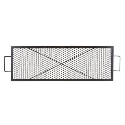 VEVOR X-Marks vuurplaatsgrillrooster, rechthoekig kookrooster, robuust stalen kampvuur BBQ-grillrooster met handvat en ondersteuning X-draad, draagbaar campingkookgerei voor buitenfeestbijeenkomsten, 44 inch zwart