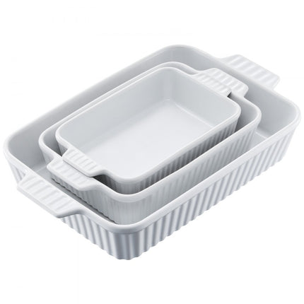 VEVOR Keramische 3-delige rechthoekige bakvormenset, diepe ovenschaal