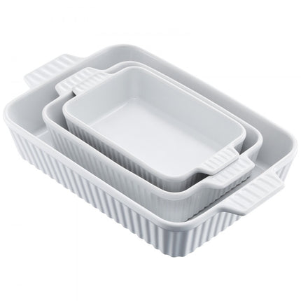 VEVOR Keramische 3-delige rechthoekige bakvormenset, diepe ovenschaal