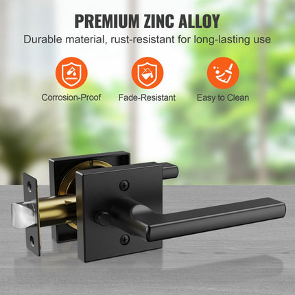 VEVOR 10-delig deurbeslag Compatibele deurdikte 35-45 mm Deurkruk van zinklegering Deurkruk ZONDER blokkeerfunctie Deurknop 60/70 mm Verstelbare krukset 160 x 140 x 65 mm Mat zwart