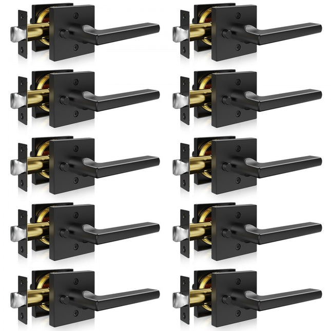 VEVOR 10-delig deurbeslag Compatibele deurdikte 35-45 mm Deurkruk van zinklegering Deurkruk ZONDER blokkeerfunctie Deurknop 60/70 mm Verstelbare krukset 160 x 140 x 65 mm Mat zwart