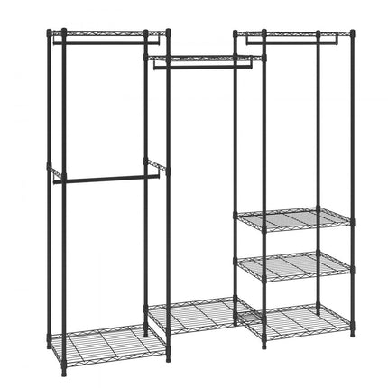 VEVOR verrijdbaar kledingrek kapstok 362 kg belastbaar vrijstaand kledingrek 174x180x45 cm 3 kledingstangen multifunctioneel 8-laags voor slaapkamer, wasruimte, kleedkamer