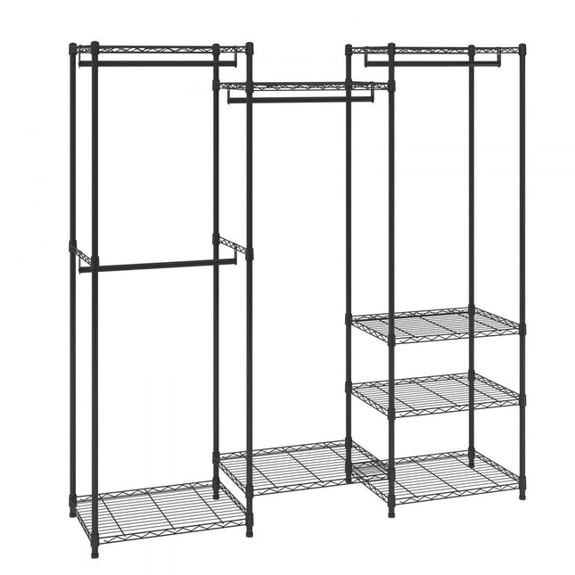 VEVOR verrijdbaar kledingrek kapstok 362 kg belastbaar vrijstaand kledingrek 174x180x45 cm 3 kledingstangen multifunctioneel 8-laags voor slaapkamer, wasruimte, kleedkamer