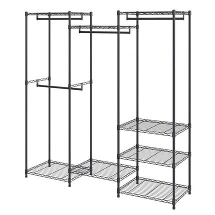 VEVOR verrijdbaar kledingrek kapstok 362 kg belastbaar vrijstaand kledingrek 174x180x45 cm 3 kledingstangen multifunctioneel 8-laags voor slaapkamer, wasruimte, kleedkamer