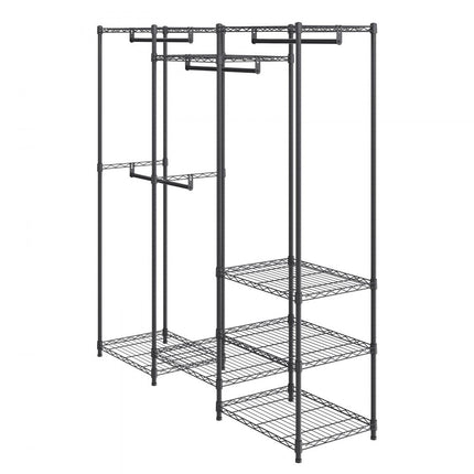 VEVOR verrijdbaar kledingrek kapstok 362 kg belastbaar vrijstaand kledingrek 174x180x45 cm 3 kledingstangen multifunctioneel 8-laags voor slaapkamer, wasruimte, kleedkamer
