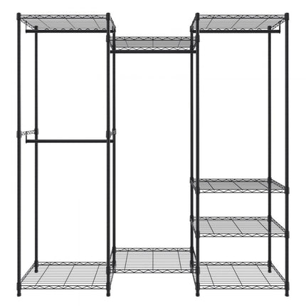 VEVOR verrijdbaar kledingrek kapstok 362 kg belastbaar vrijstaand kledingrek 174x180x45 cm 3 kledingstangen multifunctioneel 8-laags voor slaapkamer, wasruimte, kleedkamer