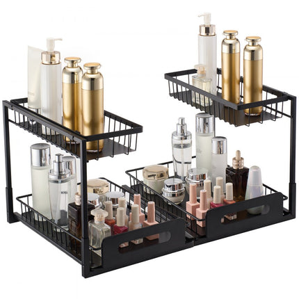 VEVOR 2 lagen, uitschuifbaar, 2 x kastorganizer voor onder de gootsteen, 27x36x28cm