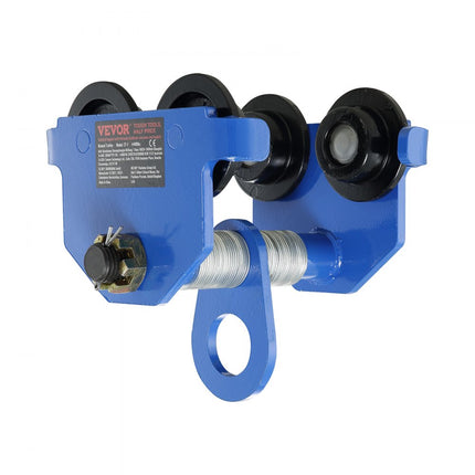 VEVOR trolley 1000 kg draagvermogen rollend onderstel met dubbele wielen, verstelbaar voor I-balk flensbreedte 63,5 tot 177,8 mm Zware garagelift van gelegeerd staal voor recht gebogen I-balken