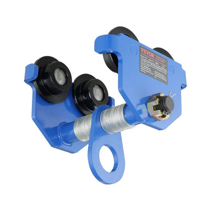 VEVOR trolley 2000 kg draagvermogen rollend onderstel met dubbele wielen, verstelbaar voor I-balk flensbreedte 63,5 tot 177,8 mm Zware garagelift van gelegeerd staal voor recht gebogen I-balken