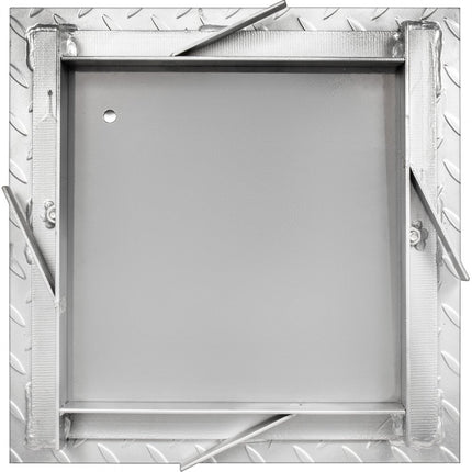 VEVOR Verzonken Putdeksel Doorzichtige Opening 30 x 30 cm Toegangsluik Antislip Totale Framemaat 37 x 37 cm Aluminium Deksel met Hoogte 4 cm en Zilverkleur, voor Binnenvloer van Boten, Schroeven 2