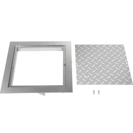 VEVOR Verzonken Putdeksel Doorzichtige Opening 30 x 30 cm Toegangsluik Antislip Totale Framemaat 37 x 37 cm Aluminium Deksel met Hoogte 4 cm en Zilverkleur, voor Binnenvloer van Boten, Schroeven 2