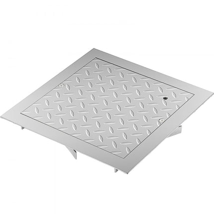 VEVOR Verzonken Putdeksel Doorzichtige Opening 30 x 30 cm Toegangsluik Antislip Totale Framemaat 37 x 37 cm Aluminium Deksel met Hoogte 4 cm en Zilverkleur, voor Binnenvloer van Boten, Schroeven 2