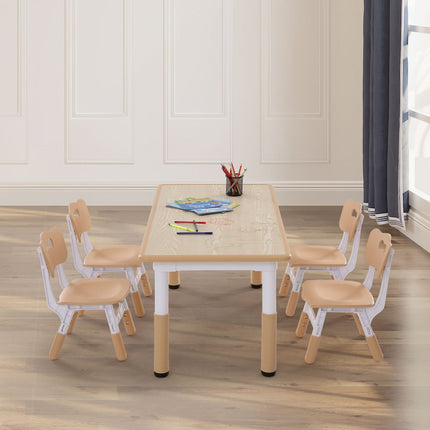 VEVOR kinderzitgroep, kindertafel, 4 kinderstoelen, 1 tafel, kinderzitgroep van PP, kindertafelset, verstelbaar 48,2-57,2 cm / 27-31 cm voor kinderen, meisjes, speelkamer, stabiele kindermeubelset