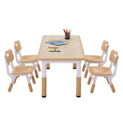 VEVOR kinderzitgroep, kindertafel, 4 kinderstoelen, 1 tafel, kinderzitgroep van PP, kindertafelset, verstelbaar 48,2-57,2 cm / 27-31 cm voor kinderen, meisjes, speelkamer, stabiele kindermeubelset