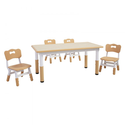 VEVOR kinderzitgroep, kindertafel, 4 kinderstoelen, 1 tafel, kinderzitgroep van PP, kindertafelset, verstelbaar 48,2-57,2 cm / 27-31 cm voor kinderen, meisjes, speelkamer, stabiele kindermeubelset