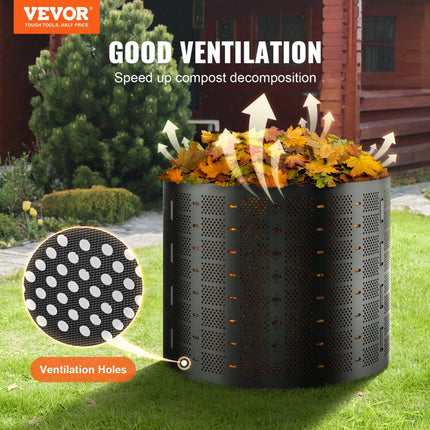 VEVOR snelcomposter 1000L tuincomposter 90x100cm thermische composter HDPE-kunststof composter corrosiebestendig hittebestendig compostcontainer composteren voor het verminderen van huishoudelijk afval