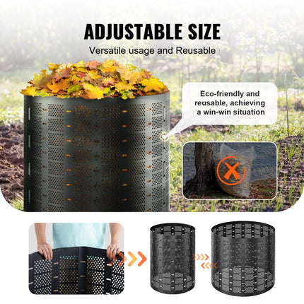 VEVOR snelcomposter 1000L tuincomposter 90x100cm thermische composter HDPE-kunststof composter corrosiebestendig hittebestendig compostcontainer composteren voor het verminderen van huishoudelijk afval