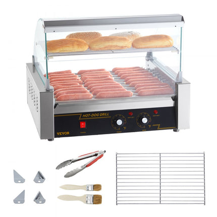 VEVOR Hot Dog Maker Hot Dog Grill Hot Dog Rolls Grill RVS 11 Rollen 2,2kW
