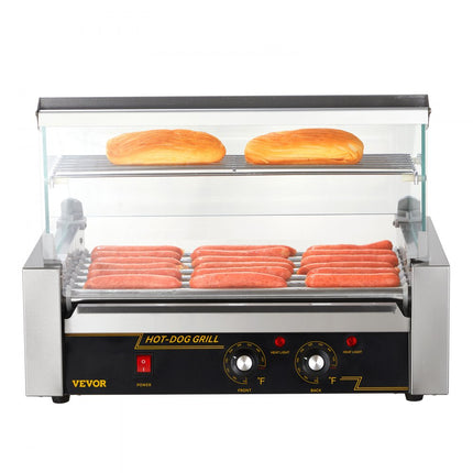 VEVOR Hot Dog Maker Hot Dog Grill Hot Dog Rolls Grill RVS 7 Rollen 1,4kW