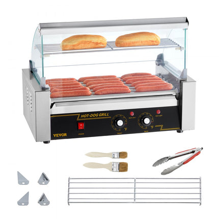 VEVOR Hot Dog Maker Hot Dog Grill Hot Dog Rolls Grill RVS 7 Rollen 1,4kW