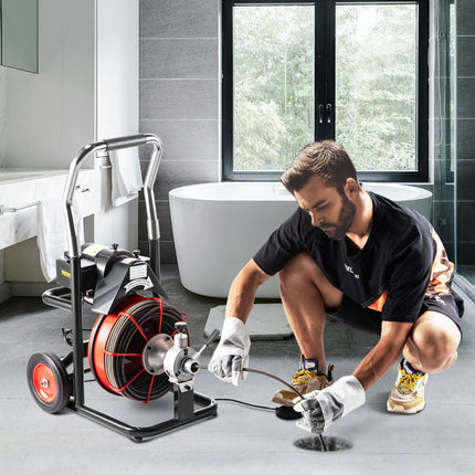 VEVOR Ontstoppingsmachine Afvoerreinigingsmachine 370W afvoerreinigingsapparaat spiraalvormige afvoerreiniger 1750R/min