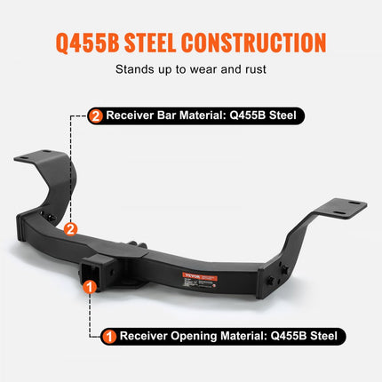 VEVOR trekhaak van klasse 3, 2" ontvanger, Q455B stalen buisframe, 6000 lbs, multi-fit trekhaak voor kogelmontage, bagagerek, fietsenrek, trekhaak