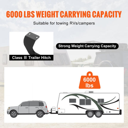 VEVOR trekhaak van klasse 3, 2" ontvanger, Q455B stalen buisframe, 6000 lbs, multi-fit trekhaak voor kogelmontage, bagagerek, fietsenrek, trekhaak